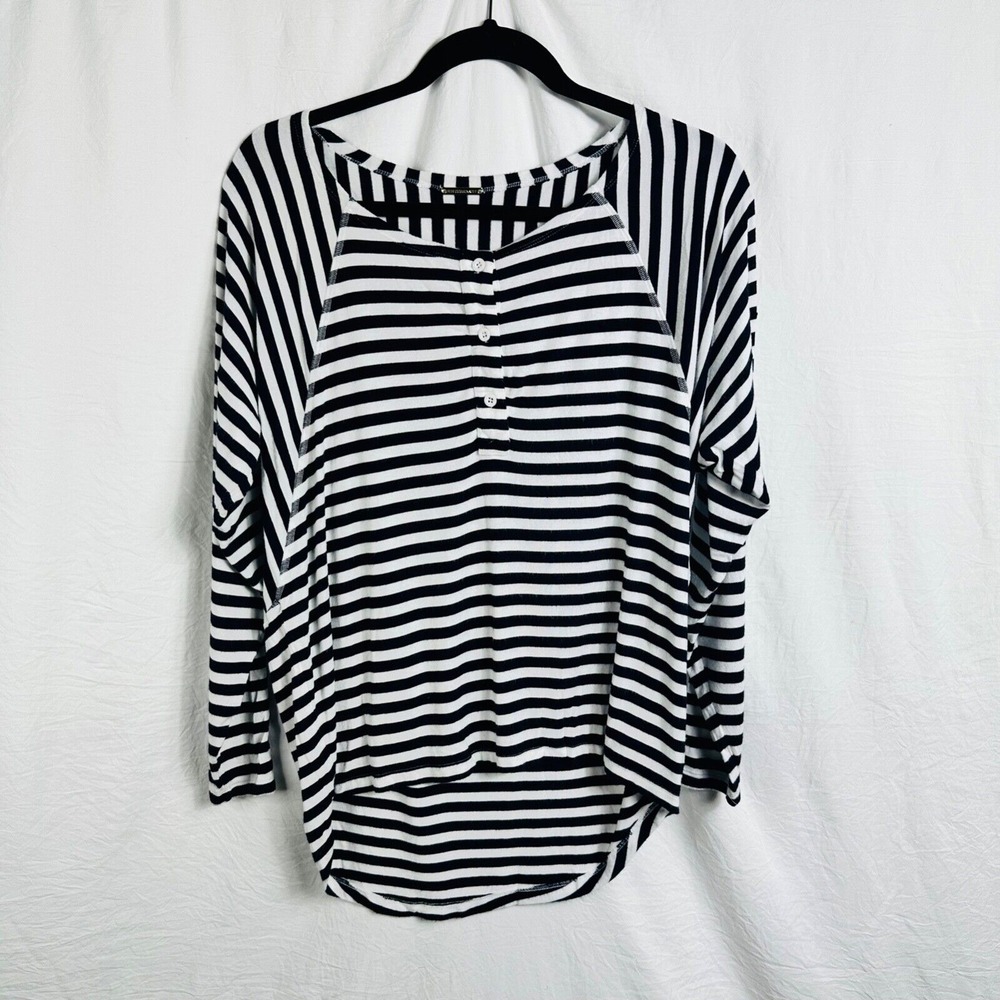 Rebecca Minkoff blouse stripe‎ high low nautical three quarter sleeve small